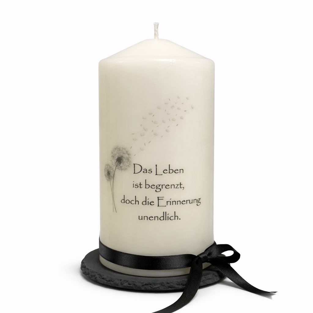 Stumpenkerzen - Das Leben ist begrenzt mit Blume